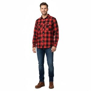 Red and Black Plaid Button Down Shirt